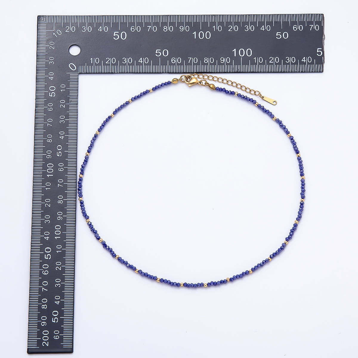 Handmade 2mm Blue, Clear, Light Blue, Green Multifaceted Crystal Gemstone Chain 16 Inch Necklace | WA-00562 WA-00582 WA-00654 WA-00660