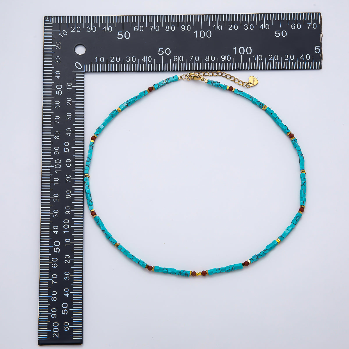 Handmade Stainless Steel 3mm Red Carnelian Turquoise Gemstone Chain 16 Inch Necklace | WA-04637