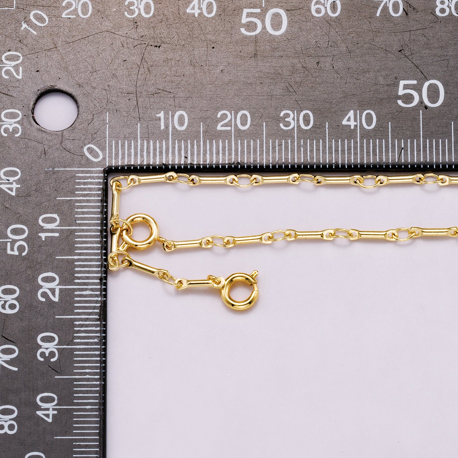 16K Gold Filled 3mm Minimalist Cable Bar Link Lariat Chain 20 Inch Necklace | WA-04446