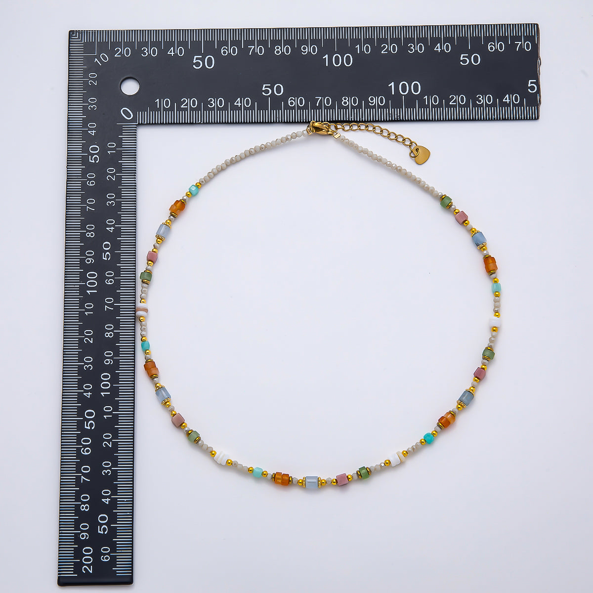 Handmade Stainless Steel 2mm Earth Tone Agate Gemstone Chain 16 Inch Necklace | WA-04641