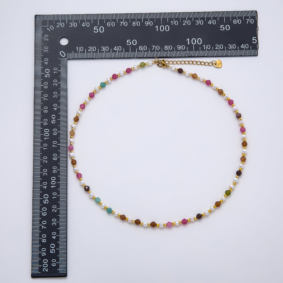 Handmade Stainless Steel 2mm Multifaceted Multicolor Gemstone Chain 16 Inch Necklace | WA-04642