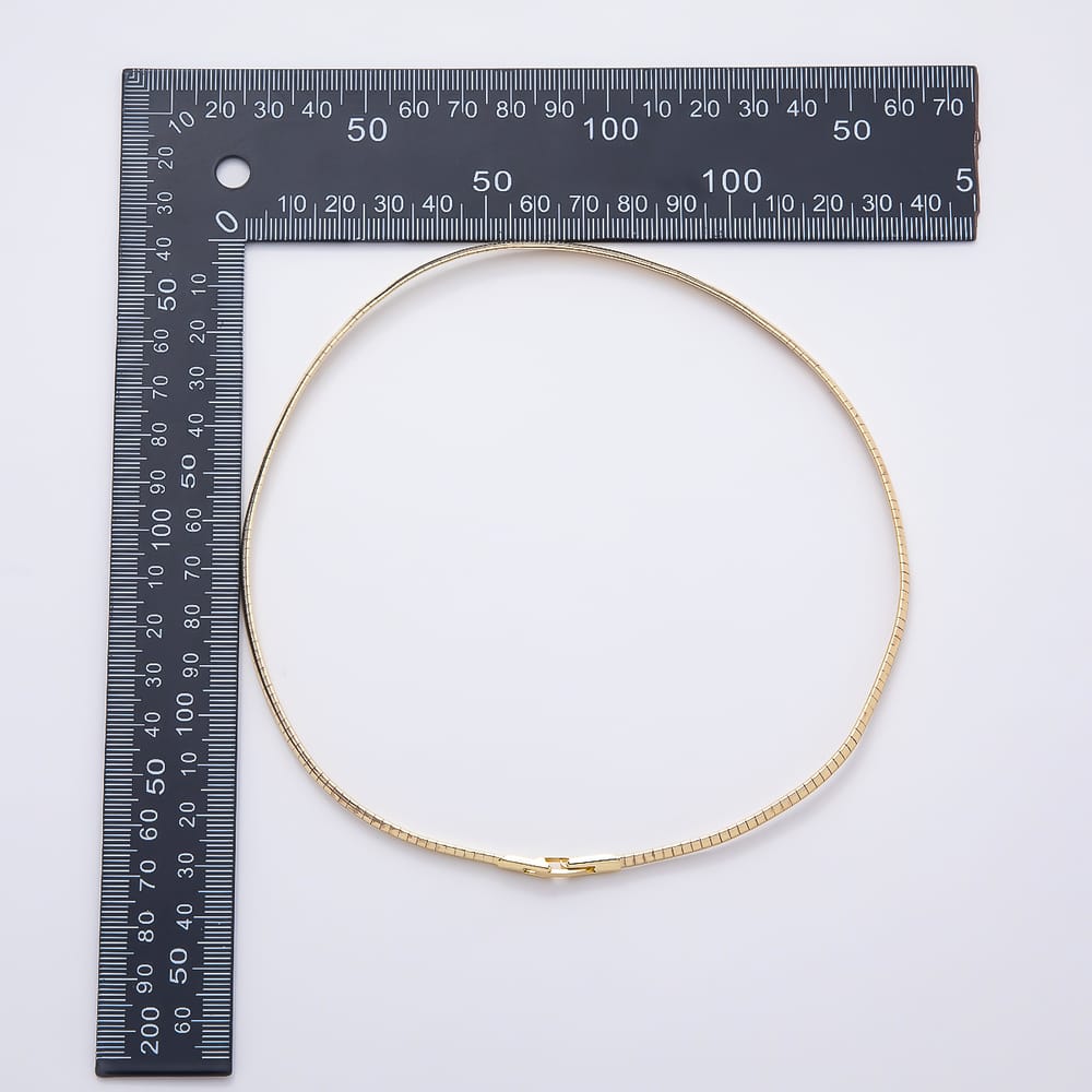 16K Gold Filled 4mm Minimalist Ribbed Lined Omega Chain 16 Inch Necklace in Gold & Silver | WA-01105 WA-01114