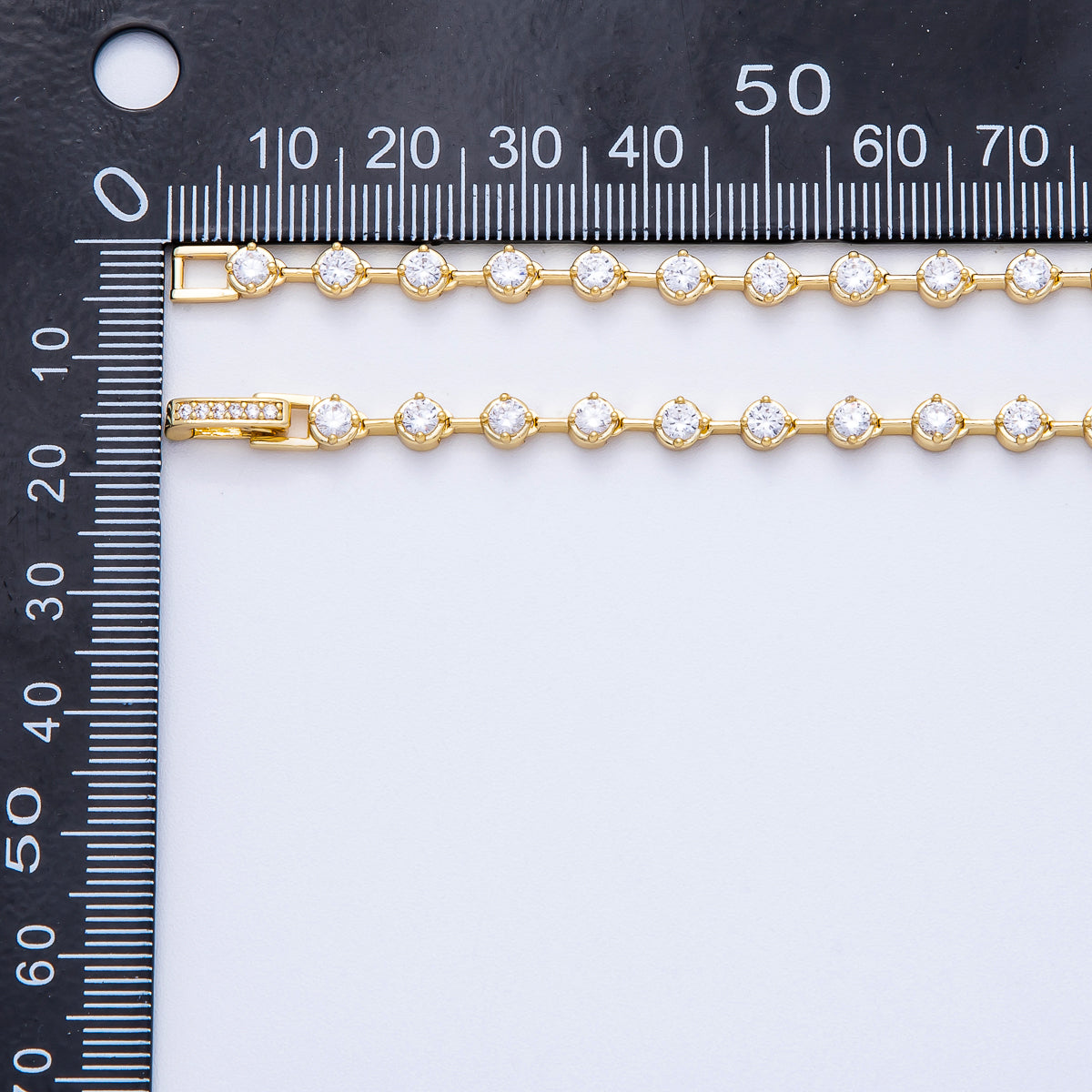 16K Gold Filled 4mm Clear Round CZ Lariat Chain 18.5 Inch Necklace | WA-04250