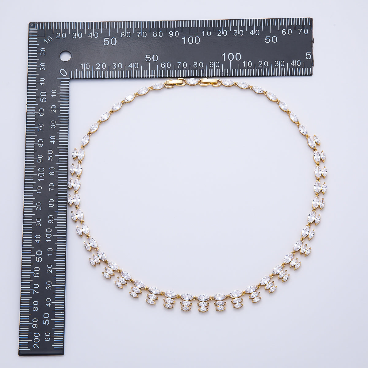 16K Gold Filled 4mm Clear Marquise CZ Multi Layer Tennis Chain 17 Inch Adjustable Necklace | WA-04683
