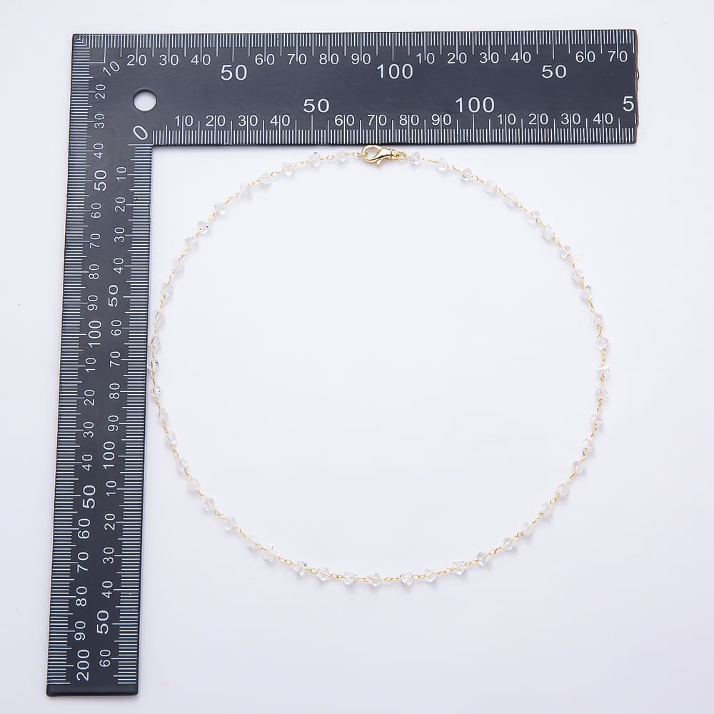 18K Gold Filled 4.5mm Clear Multifaceted Crystal Satellite Gemstone Chain 16.5 Inch Necklace | WA-01582