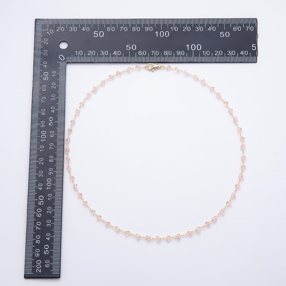 18K Gold Filled 4.5mm Pink Multifaceted Crystal Satellite Gemstone Chain 16.5 Inch Necklace | WA-01584