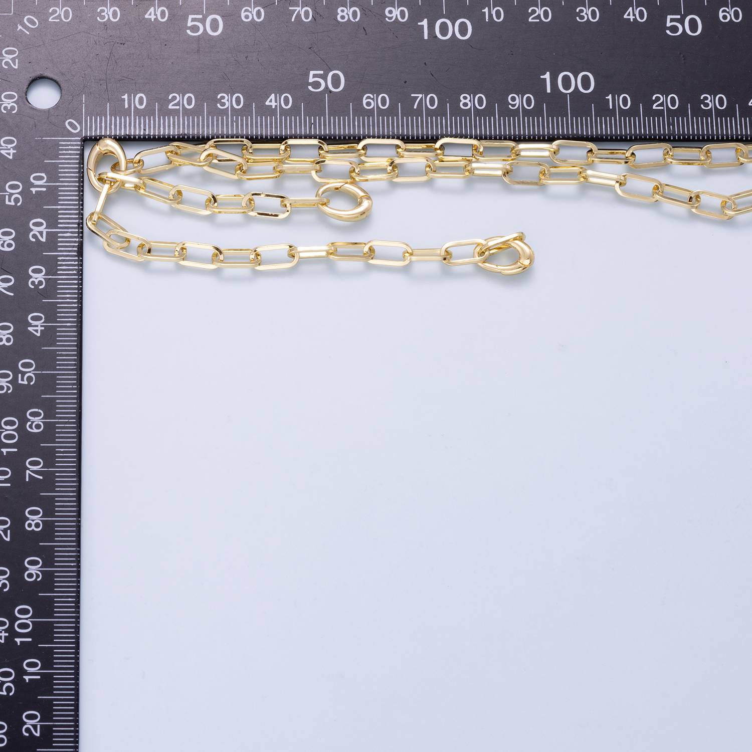 16K Gold Filled 5mm Minimalist Double Drop Lariat Paperclip Chain Push Gate Charm Holder 16 Inch Necklace | WA-00135