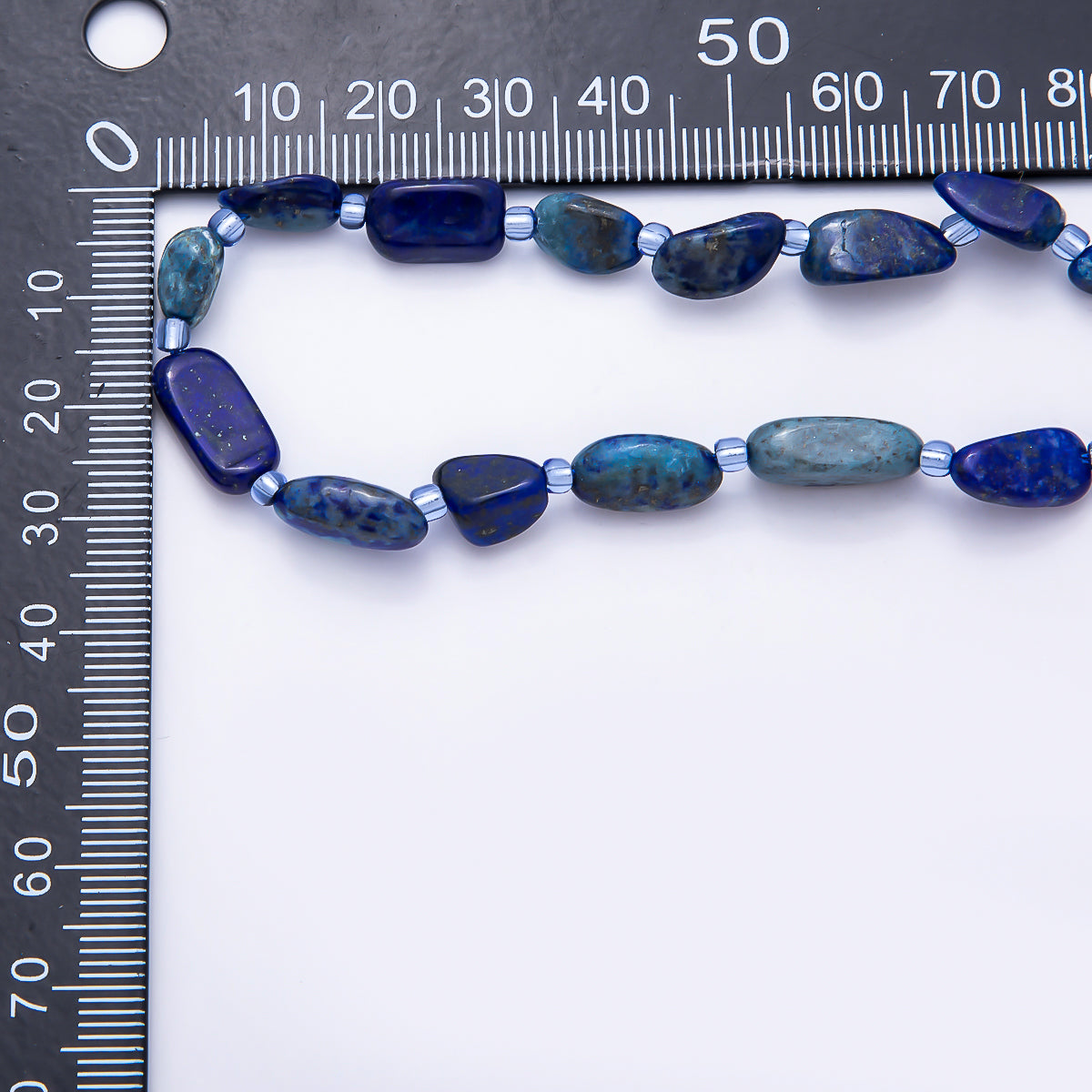 6mm Blue Lapis Lazuli Pebble Natural Geometric Gemstone Strand Finding | WA-00267