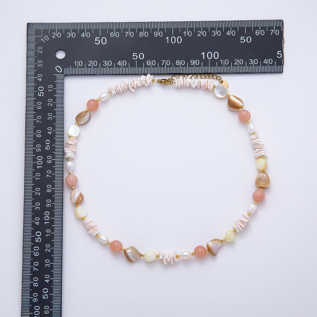 Handmade Stainless Steel 8mm Pink Quartz Pika Pearl Multifaceted Gemstone Chain 15.5 Inch Necklace | WA-04729