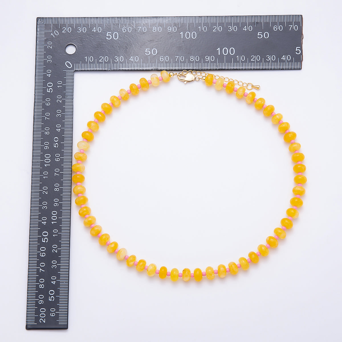 18K Gold Filled 3mm Multicolor Spacer Rondelle Gemstone 16.5 Inch Choker Necklace | WA-00295