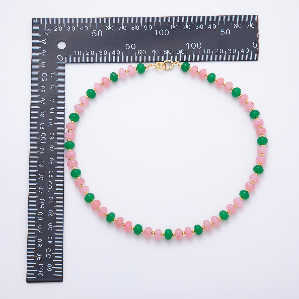 16K Gold Filled 3.3mm Bead Rondelle Gemstone Chain 17 Inch Necklace w. Dual Push Gate | WA-02161