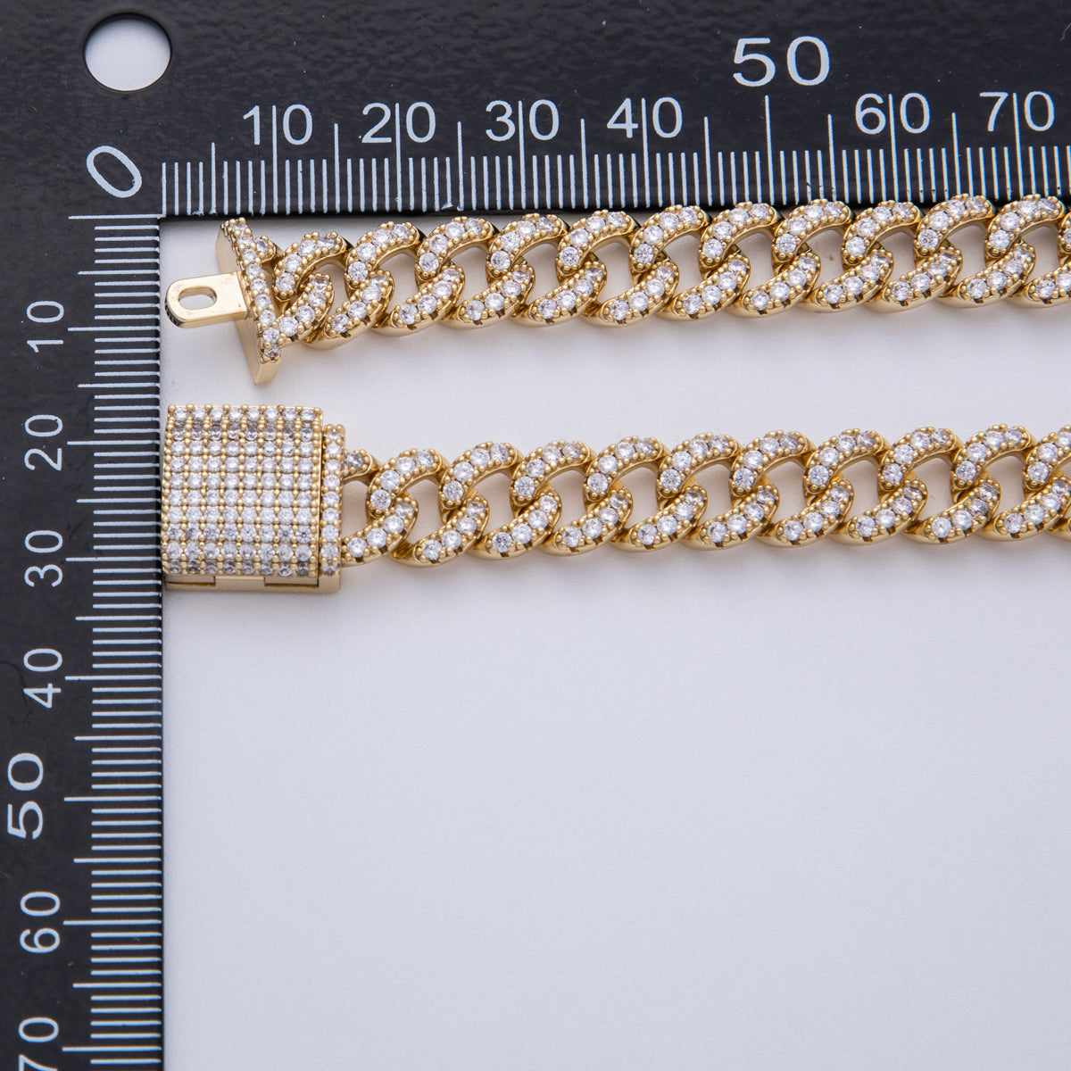14K Gold Filled 9.5mm Heart Micro Paved CZ Curb Chain 18 Inch Necklace | WA-4090