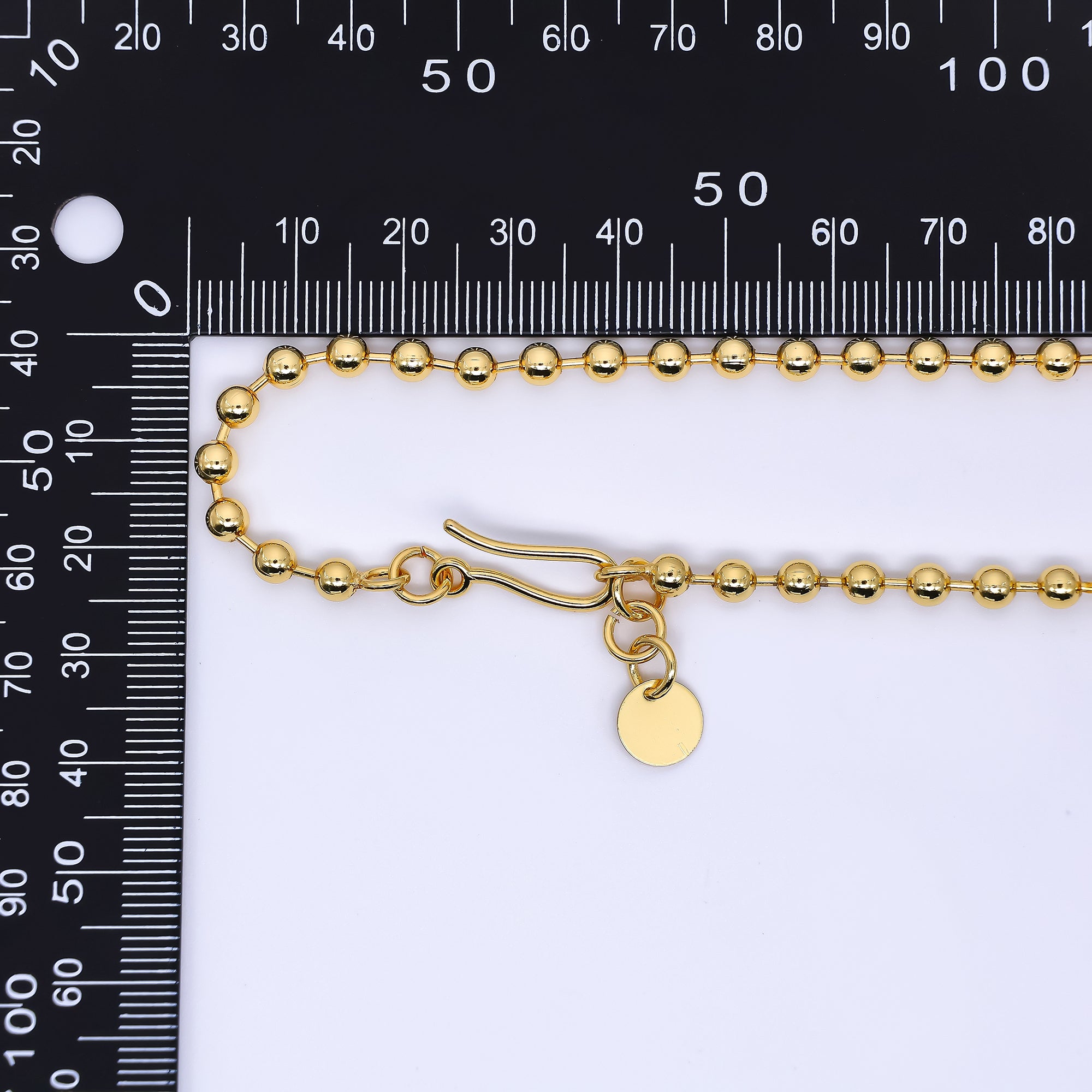 24K Gold Filled Round Ball Link Beaded Chain 18.5 Inch Necklace | WA-3156