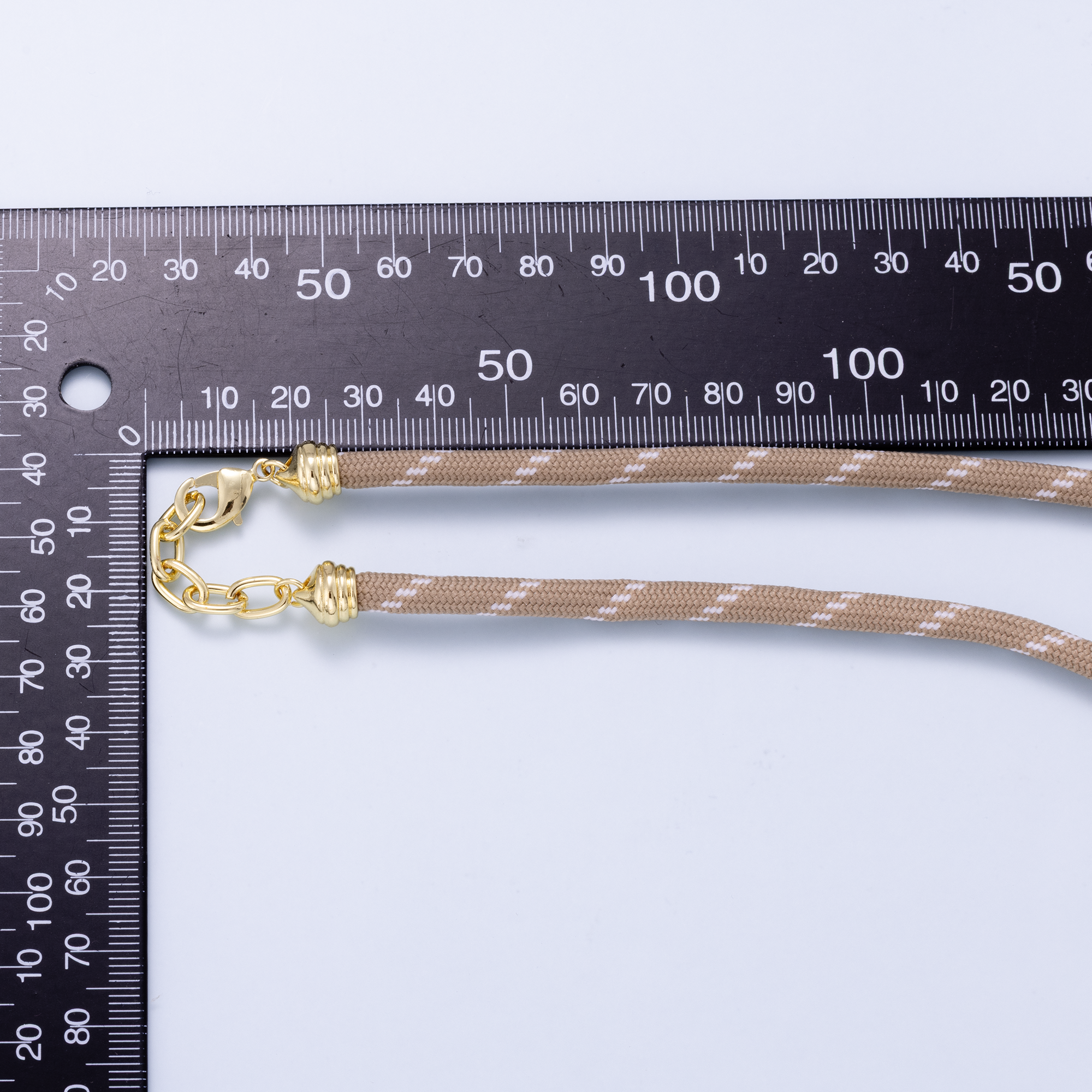 SUMMER 24K Gold Filled 5mm Brown Cotton Cord Paracord Chain 18 Inch Necklace | WA-01070