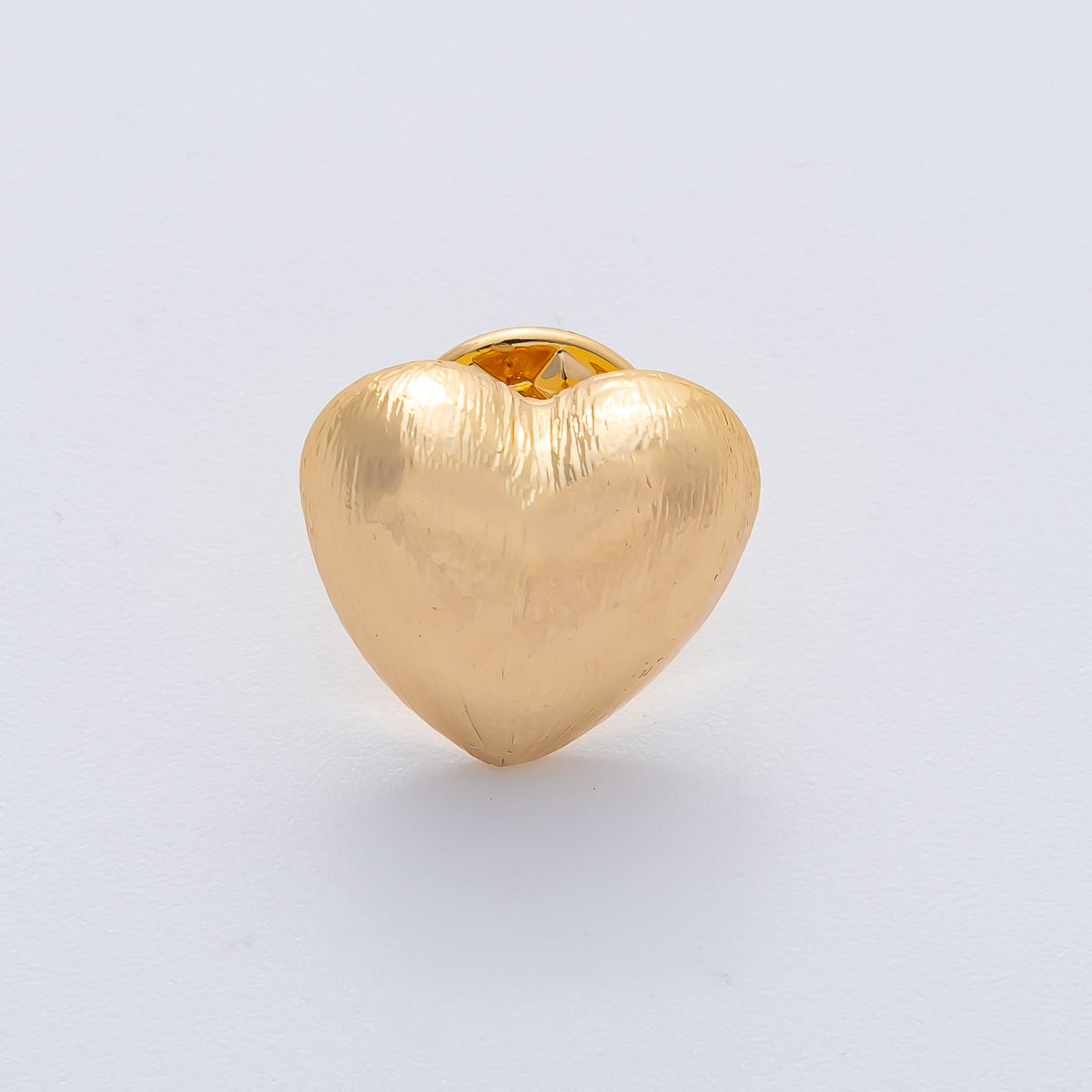 18K Gold Filled Line Textured Chubby Heart Pin Brooch Mini Finding | Z1478