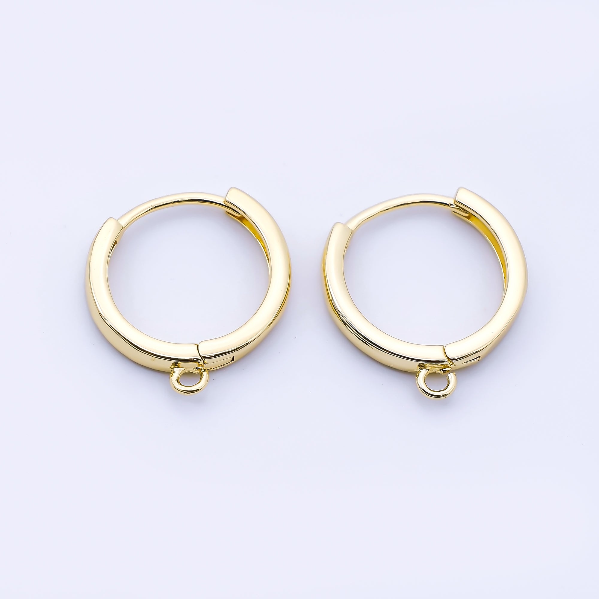 24K Gold Filled 16mm Minimalist Drop Huggie Findings in Gold & Silver | Z1516 Z1517