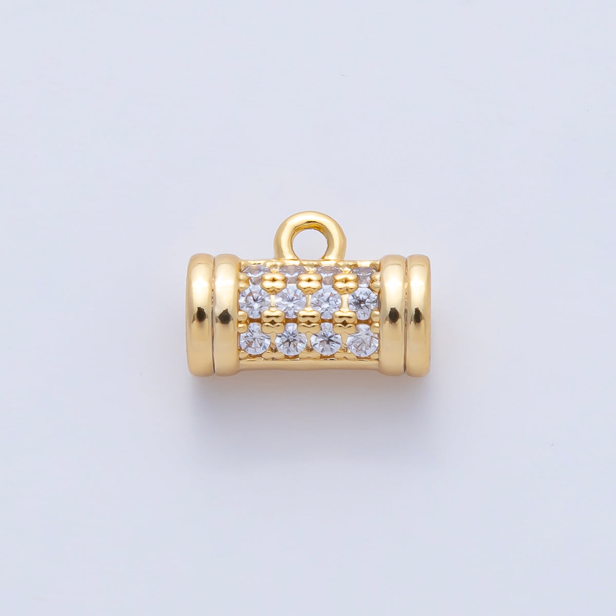 18K Gold Filled 7.5mm Micro Paved CZ Tube Spacer Bail Finding | Z1595