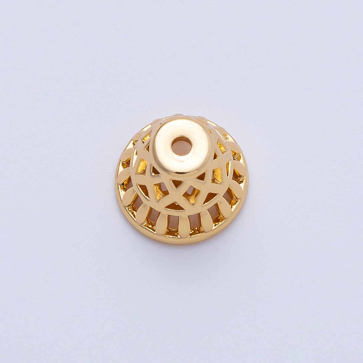 18K Gold 11mm Geometric Filigree Cap Bead | Z1665