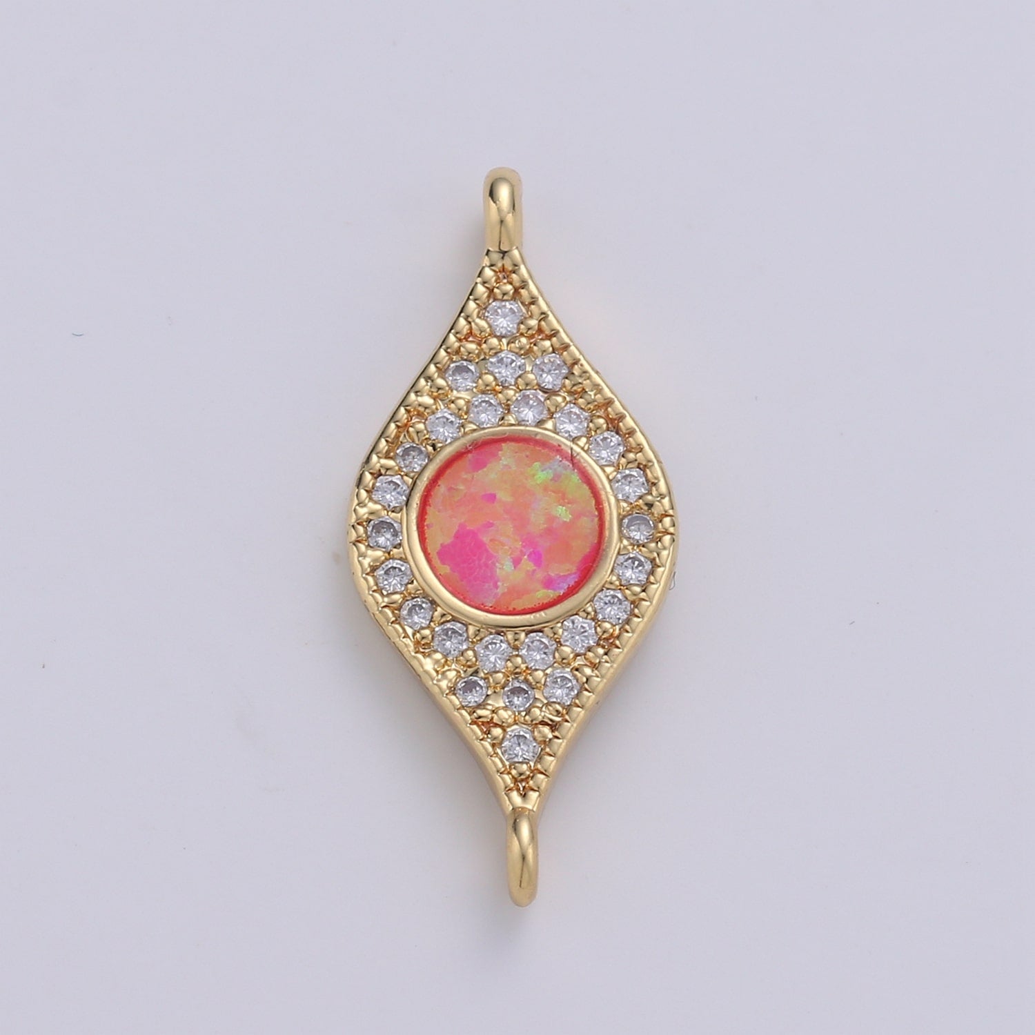 Dainty Opal Bracelet Connector Gold Evil Eye Charm 14k Gold Fill Peacock Feather Charm Connector for Bracelet Necklace Charm Component F-491 F-492 F-493