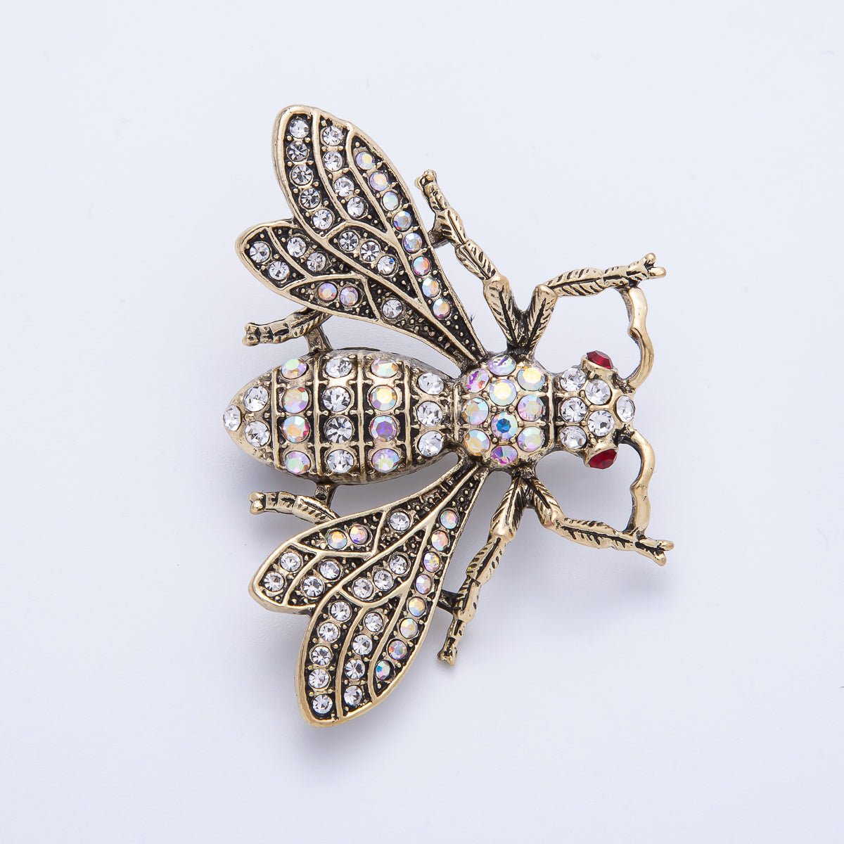 Antique Gold 50mm Micro Paved CZ Bumble Bee Insect Brooch Pin | BH - 045 - DLUXCA