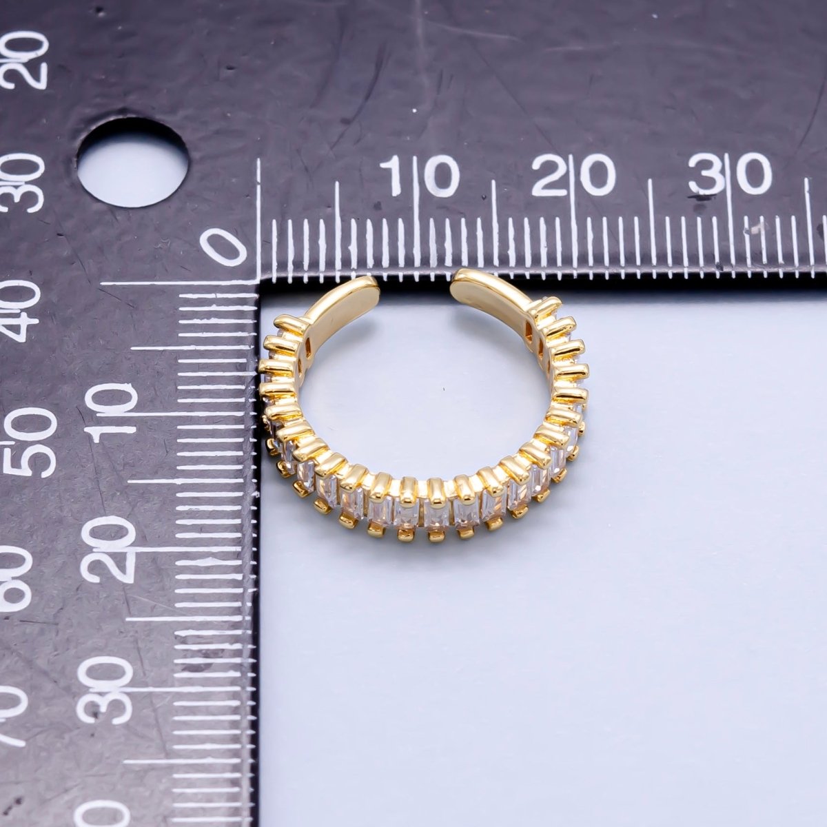 Baguette ring Open ring Gold band Crystal Ring O - 976 - DLUXCA
