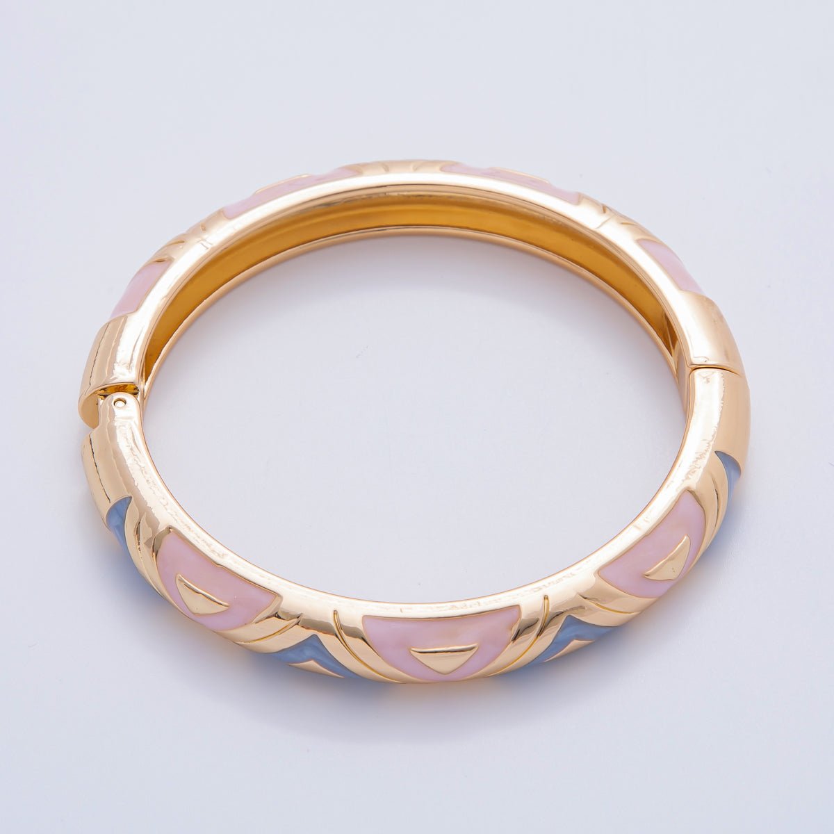 Big Gold Filled Pastel Enamel Tribal Bangle Bracelet | WAA3338 WAA3339 WAA3340 WAA3351 WAA3352 WAA3353 - DLUXCA