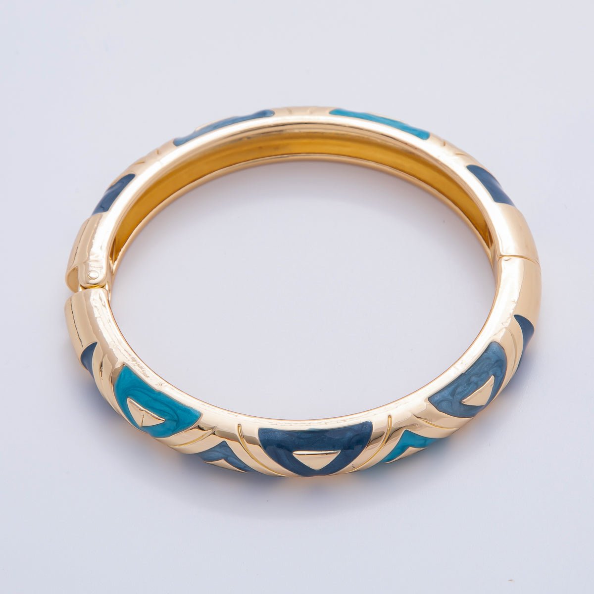 Big Gold Filled Pastel Enamel Tribal Bangle Bracelet | WAA3338 WAA3339 WAA3340 WAA3351 WAA3352 WAA3353 - DLUXCA