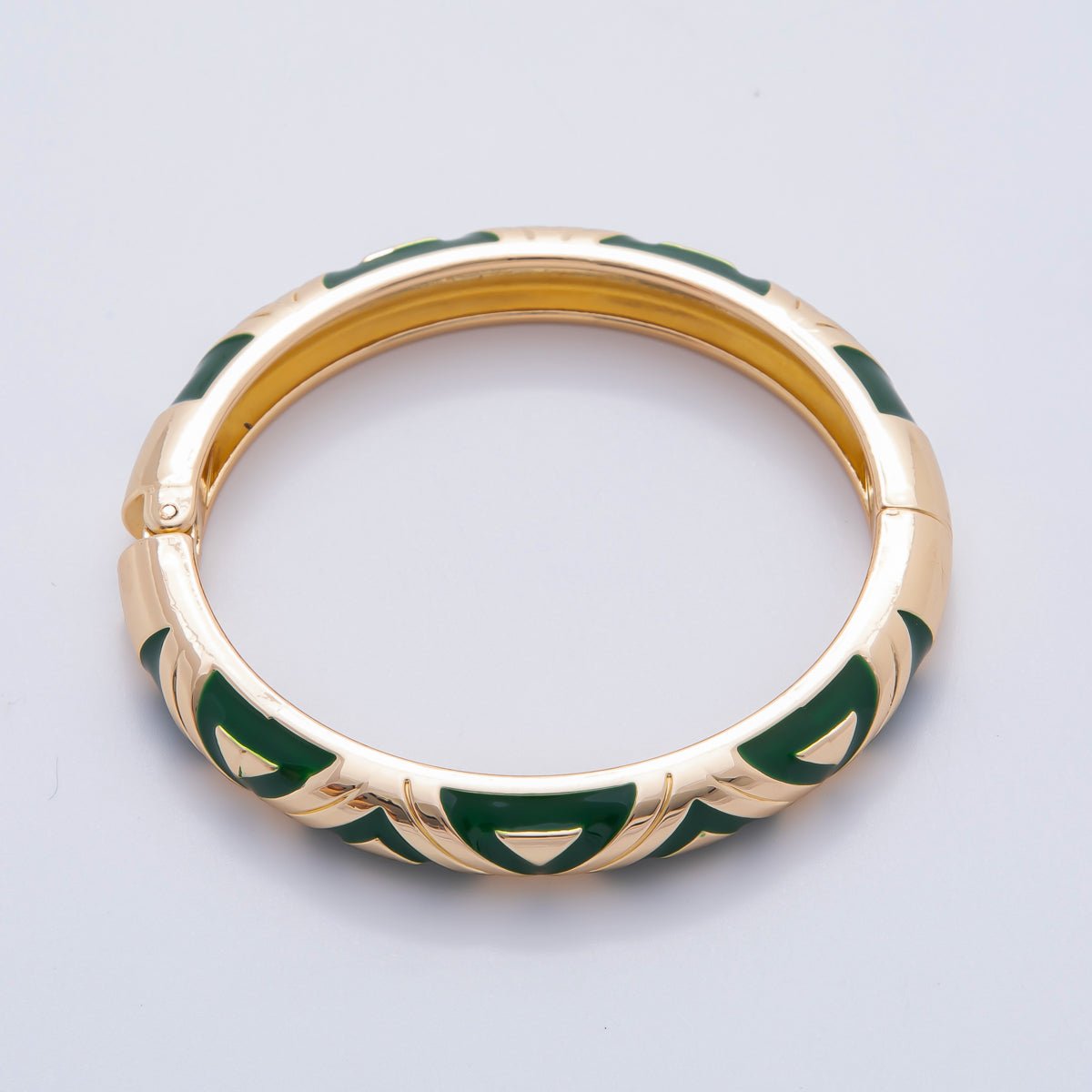 Big Gold Filled Pastel Enamel Tribal Bangle Bracelet | WAA3338 WAA3339 WAA3340 WAA3351 WAA3352 WAA3353 - DLUXCA