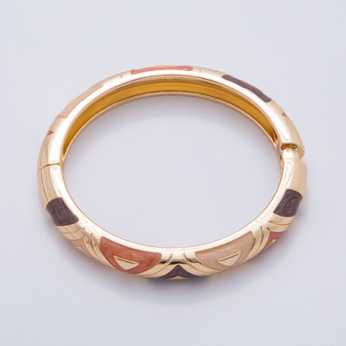 Big Gold Filled Pastel Enamel Tribal Bangle Bracelet | WAA3338 WAA3339 WAA3340 WAA3351 WAA3352 WAA3353 - DLUXCA