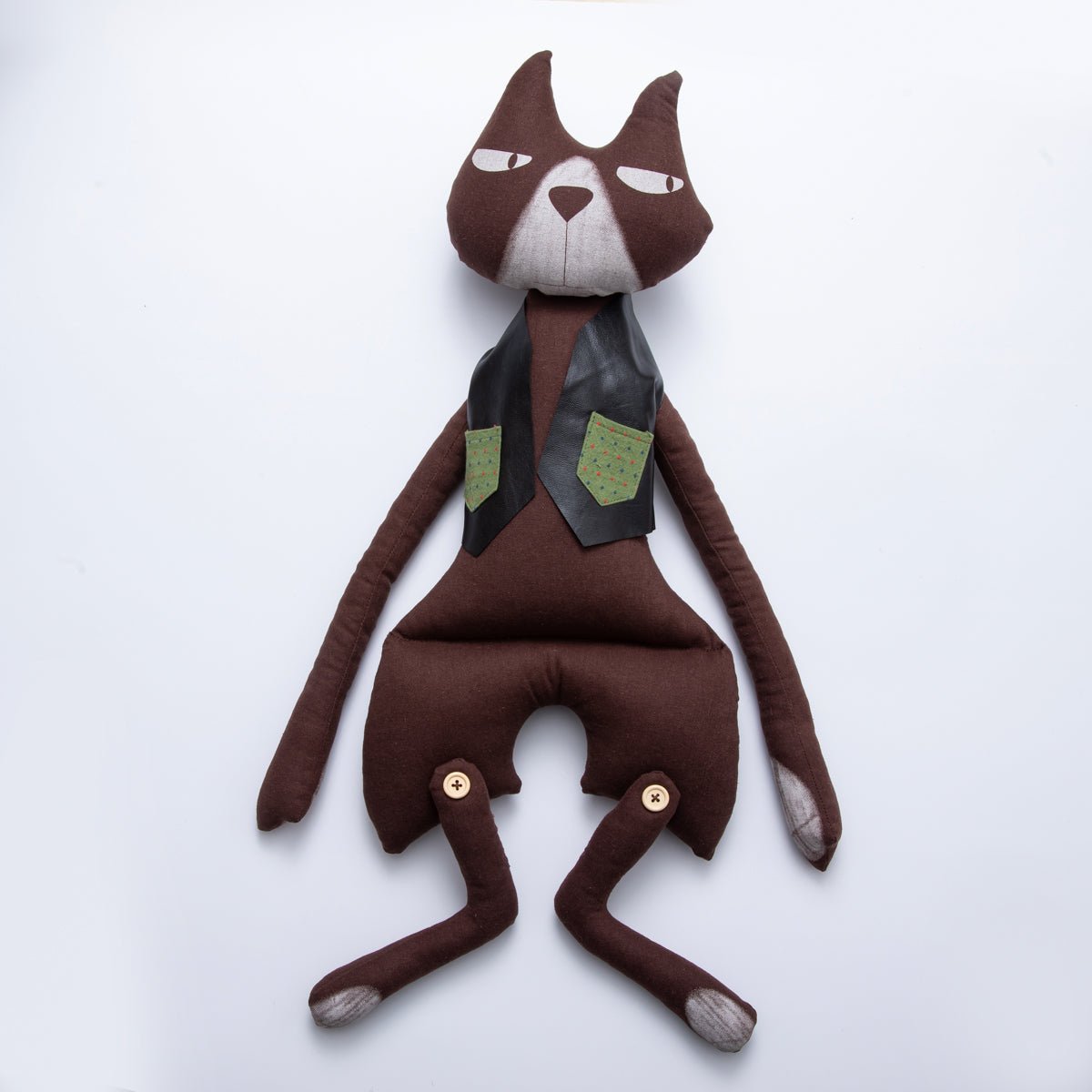 Big Handmade Black Cat Fabric Halloween Decoration Ornaments Stuffed Animal Door Wall Haunted House Accents WB - 00071 - DLUXCA