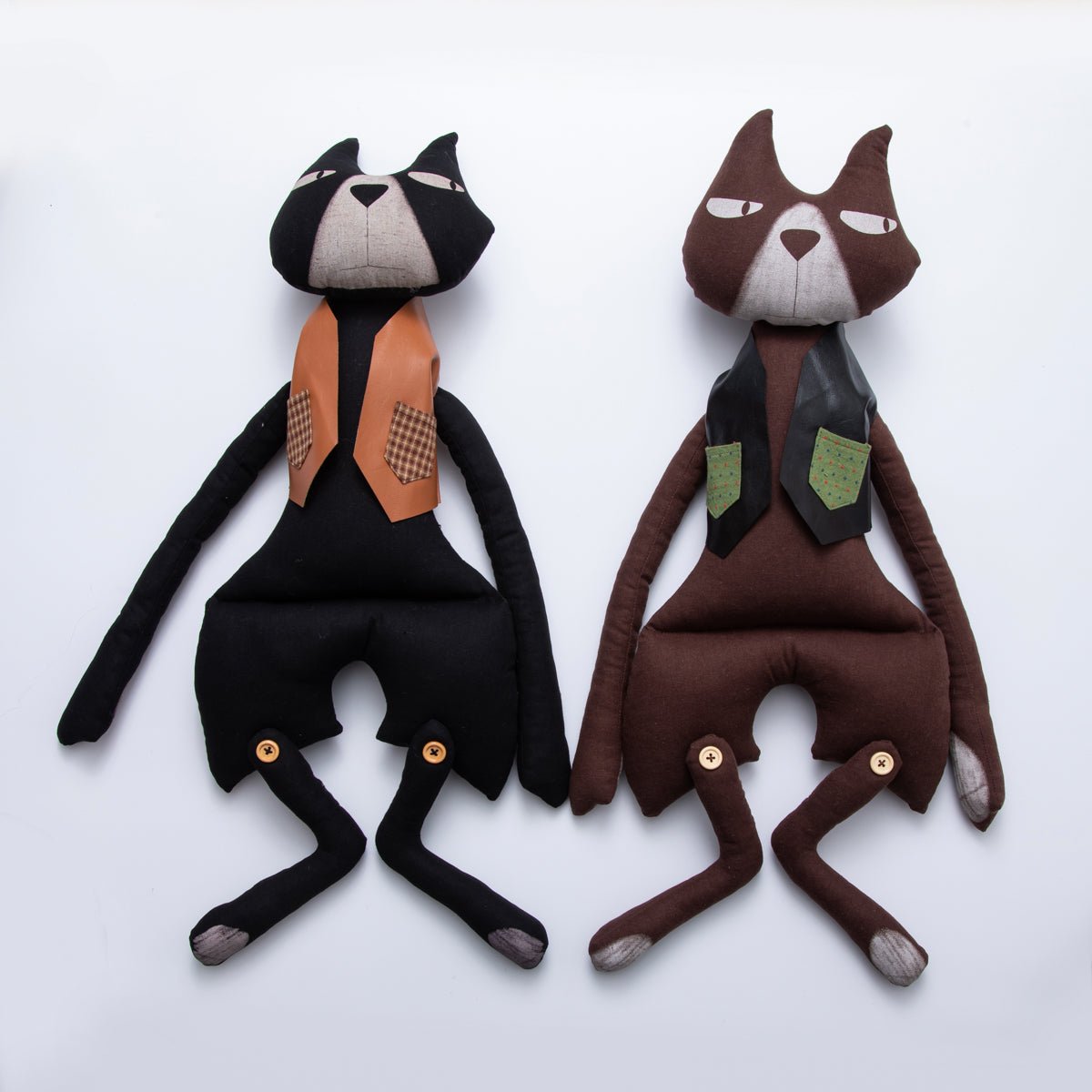 Big Handmade Black Cat Fabric Halloween Decoration Ornaments Stuffed Animal Door Wall Haunted House Accents WB - 00071 - DLUXCA