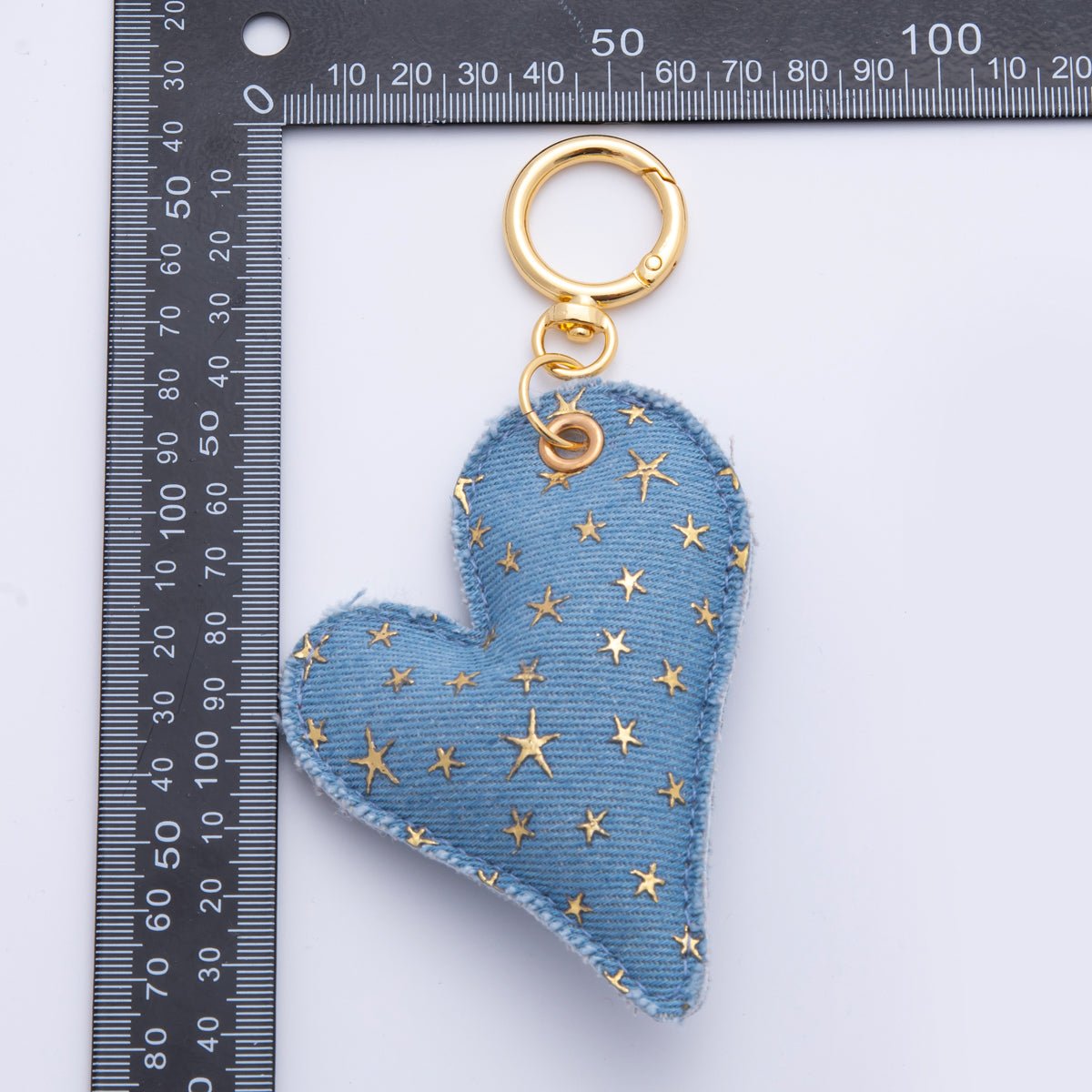 Big Heart Bag Charm Blue Denim Jeans Bag Accessory Keychain WB - 0041 - DLUXCA