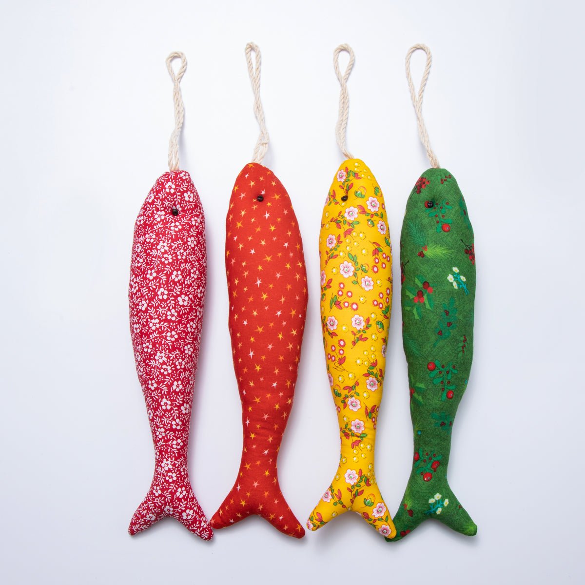 Big Long Handmade Colorful Fabric Fish Christmas Decoration Coastal Ornaments Stuffed Sardine Door Wall Nautical Home Accents WB - 00067 - DLUXCA