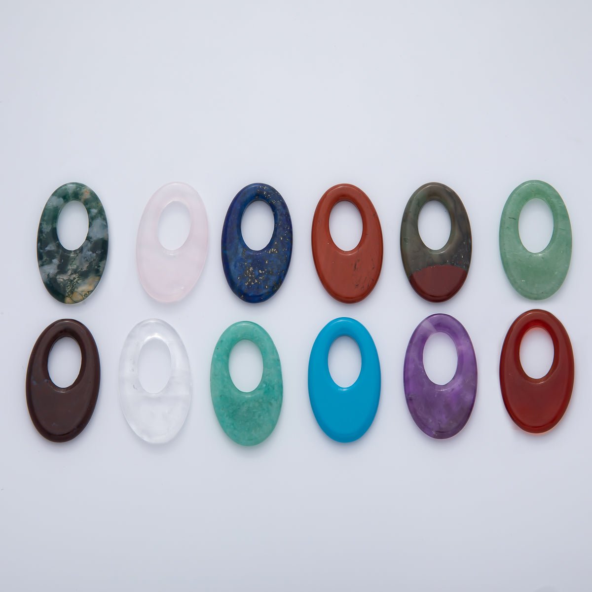 Bloodstone, Amazon, Amethyst Natural Gemstone 35mm Oblong Oval Finding | Z1441 ~ Z1446 - DLUXCA