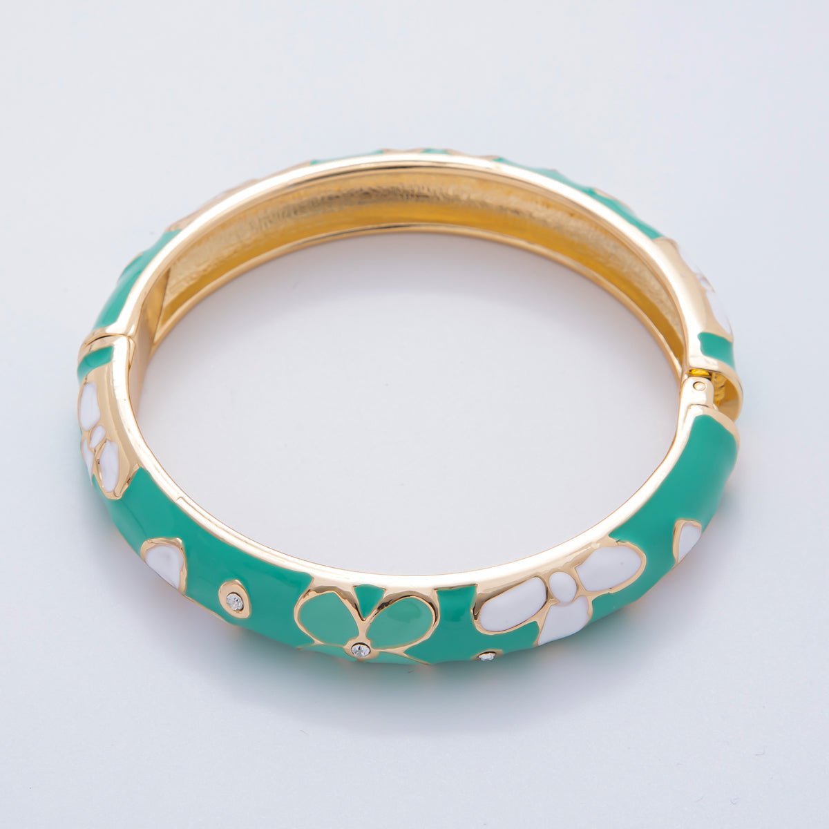 Bold Gold Filled Enamel Daisy Flower Round Bangle Bracelet | WA3371 - WA3378 - DLUXCA