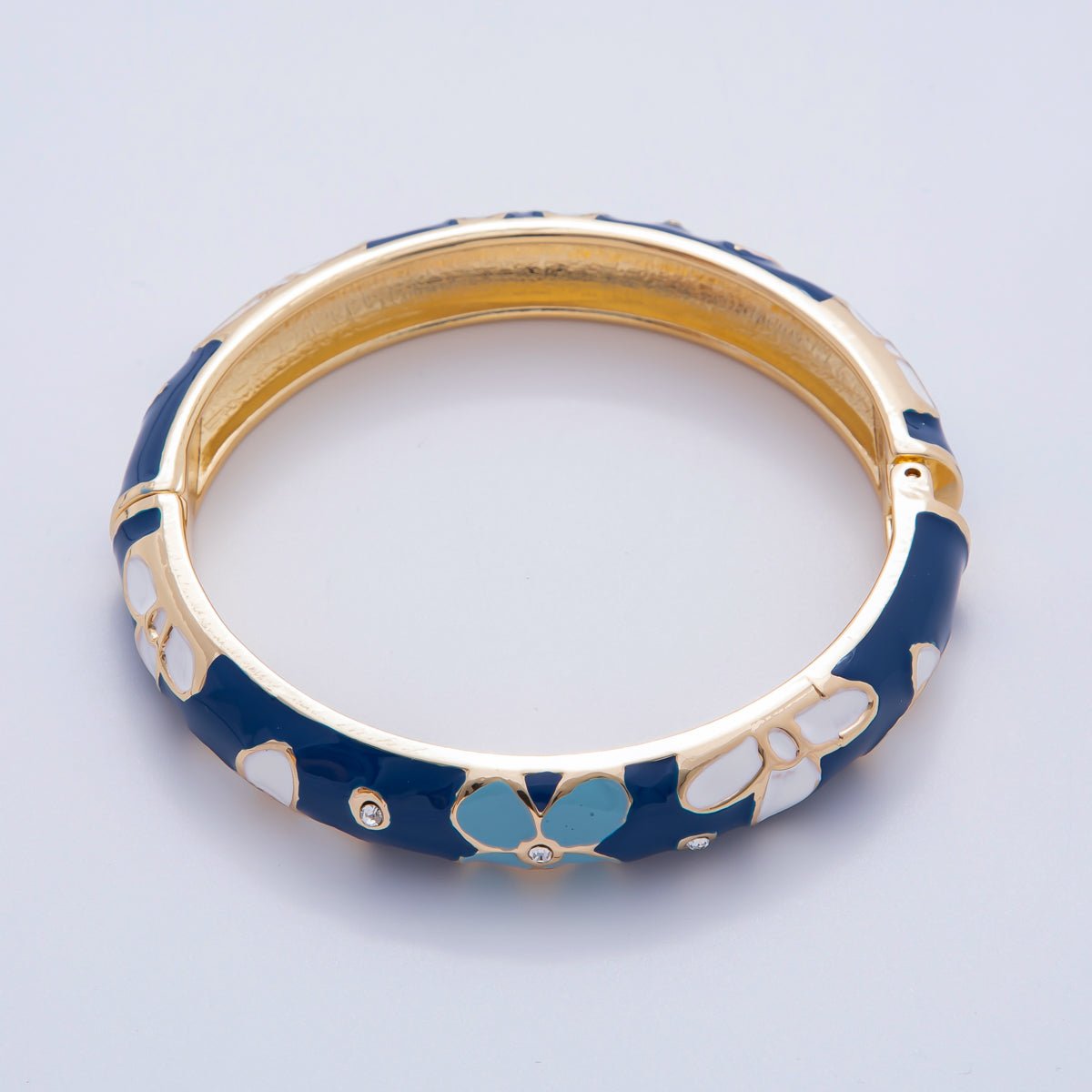 Bold Gold Filled Enamel Daisy Flower Round Bangle Bracelet | WA3371 - WA3378 - DLUXCA