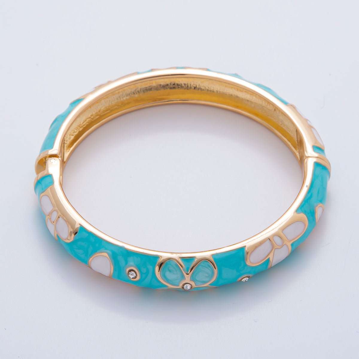 Bold Gold Filled Enamel Daisy Flower Round Bangle Bracelet | WA3371 - WA3378 - DLUXCA