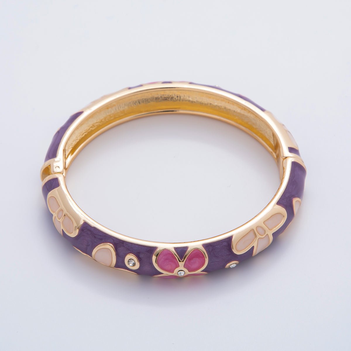 Bold Gold Filled Enamel Daisy Flower Round Bangle Bracelet | WA3371 - WA3378 - DLUXCA