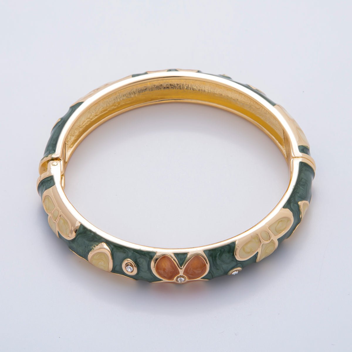 Bold Gold Filled Enamel Daisy Flower Round Bangle Bracelet | WA3371 - WA3378 - DLUXCA