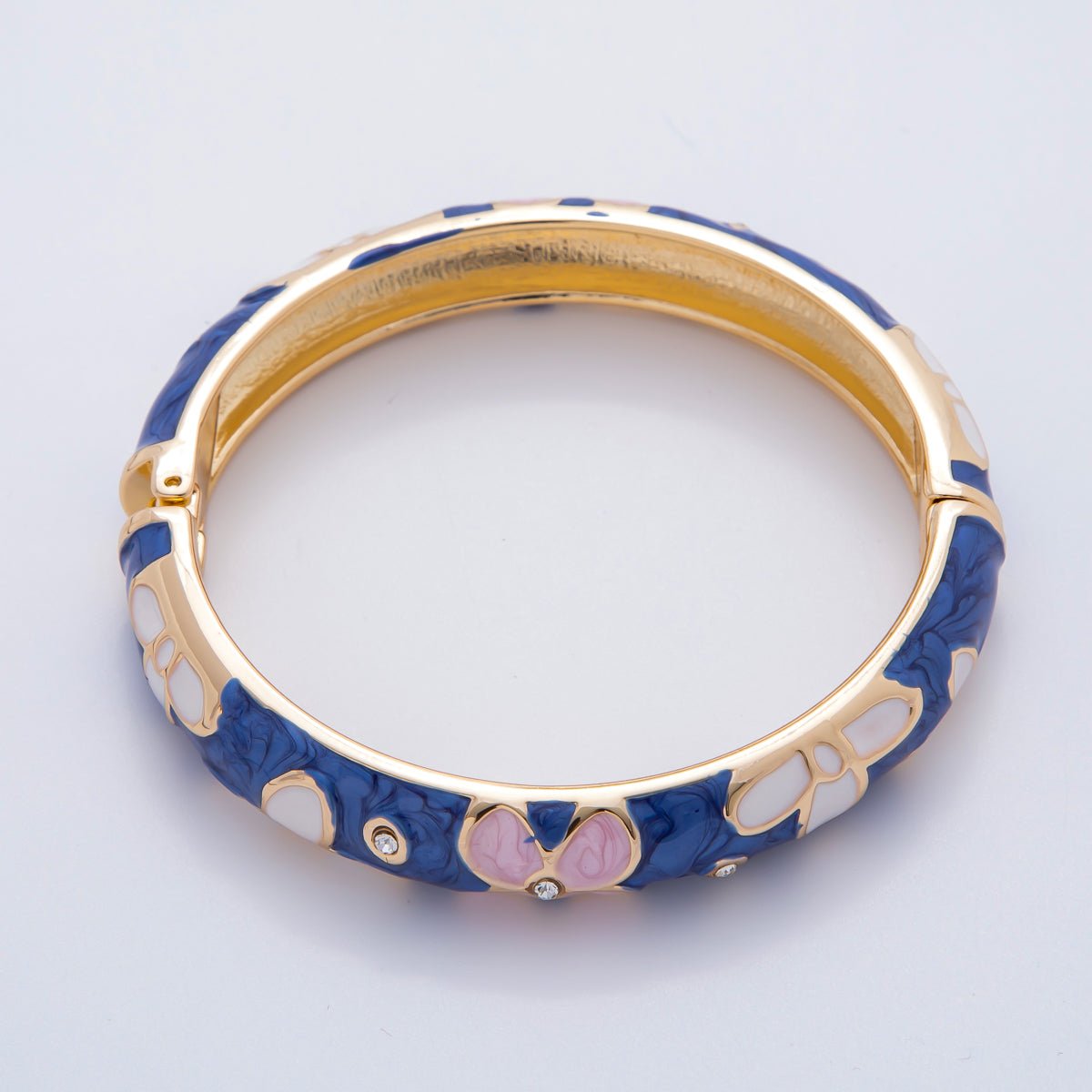 Bold Gold Filled Enamel Daisy Flower Round Bangle Bracelet | WA3371 - WA3378 - DLUXCA
