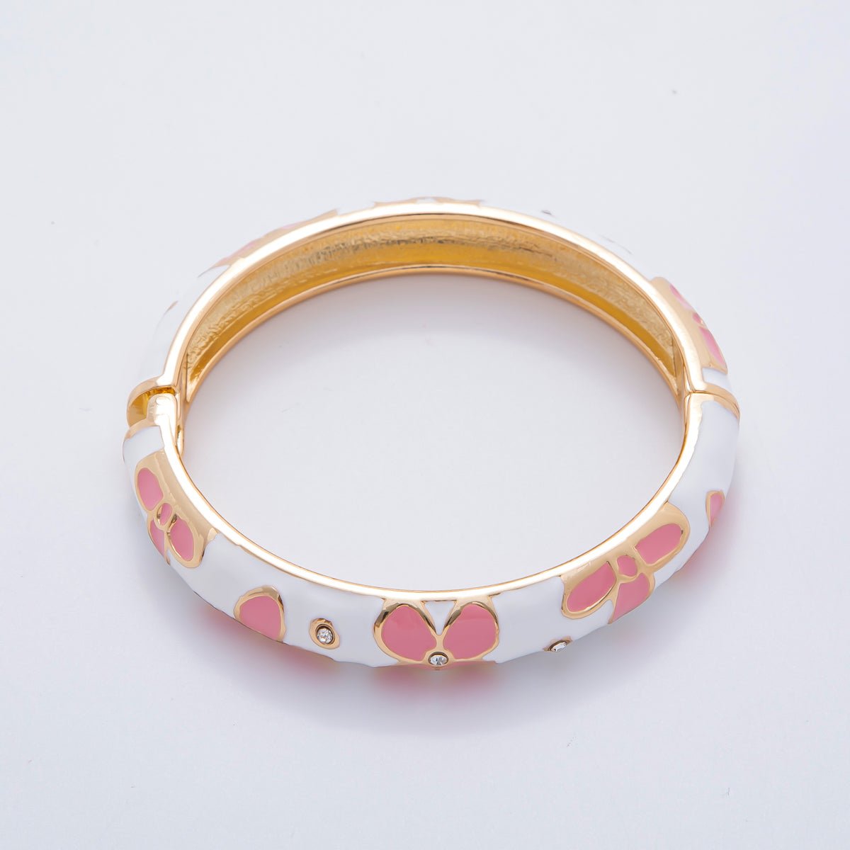 Bold Gold Filled Enamel Daisy Flower Round Bangle Bracelet | WA3371 - WA3378 - DLUXCA
