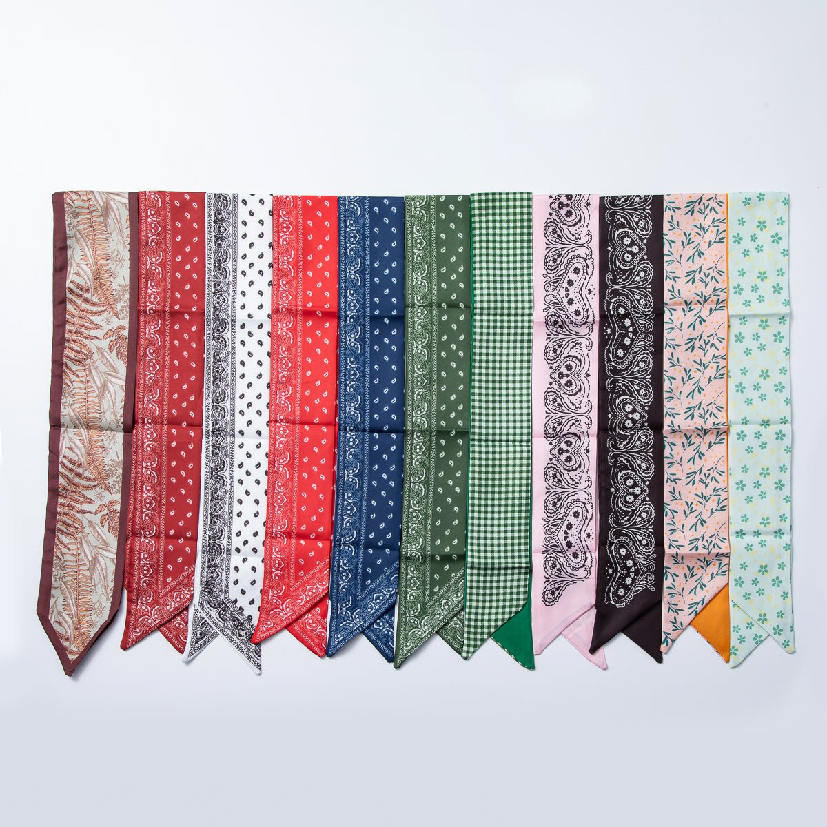 Brown Leaf, Red, Blue 73mm Soft Faux Silk Bandana Scarf Necklace | WA - 1758 - DLUXCA