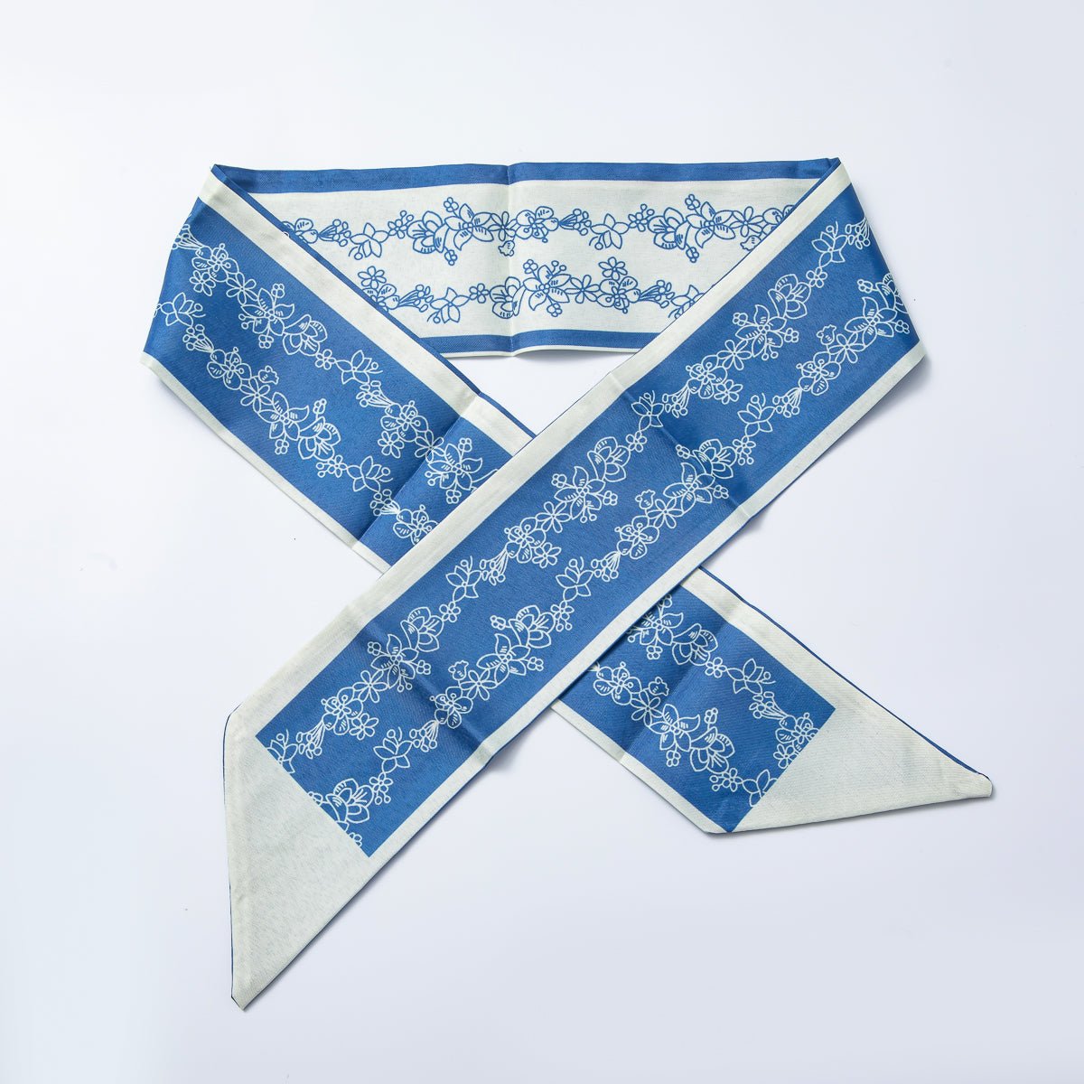 Brown Stripped, Flower, Mosh Green Soft Faux Silk Bandana Scarf Necklace | WA - 1588 - DLUXCA