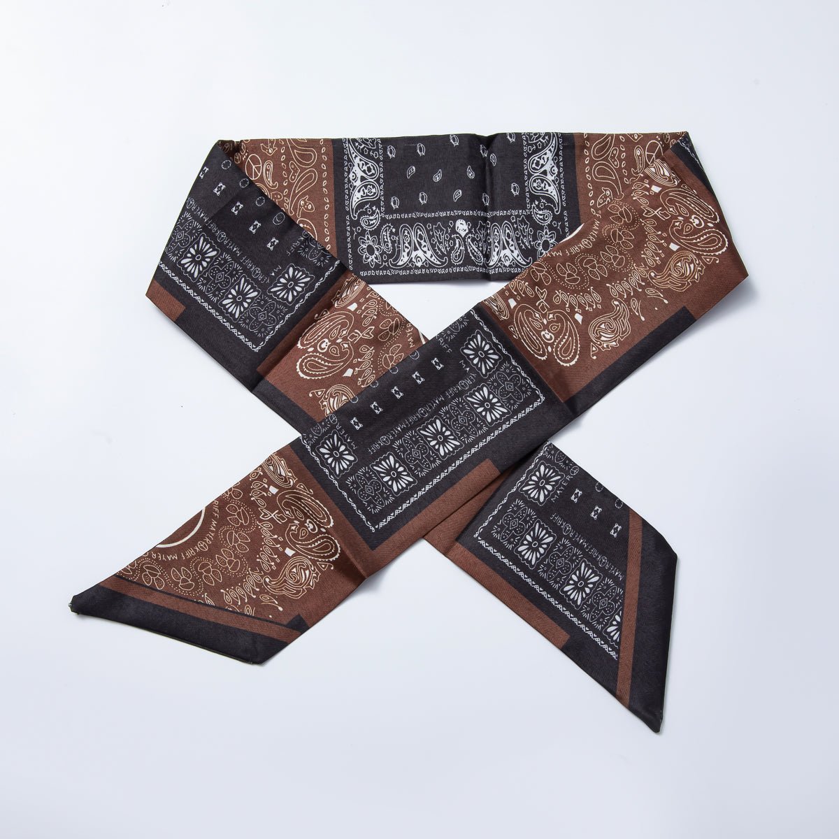 Brown Stripped, Flower, Mosh Green Soft Faux Silk Bandana Scarf Necklace | WA - 1588 - DLUXCA