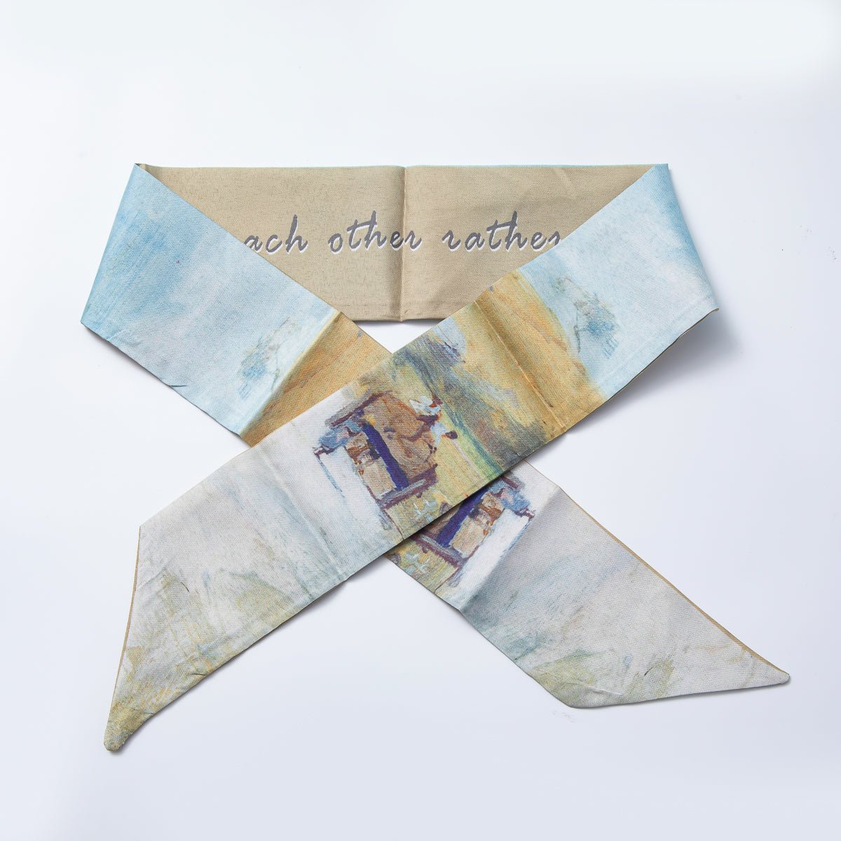 Brown Stripped, Flower, Mosh Green Soft Faux Silk Bandana Scarf Necklace | WA - 1588 - DLUXCA