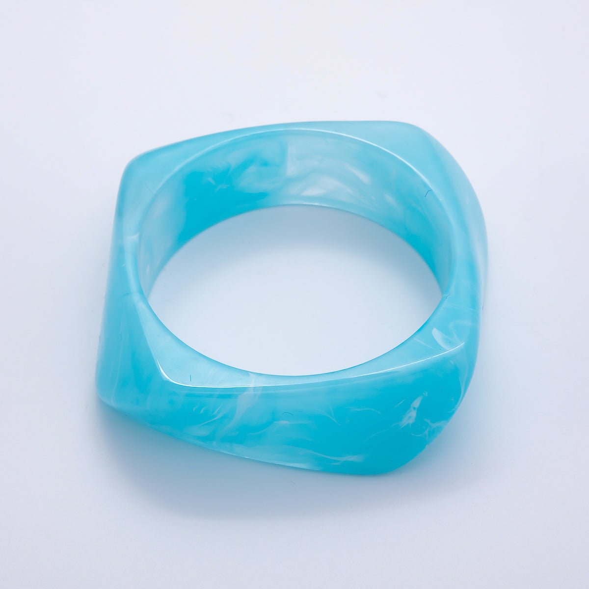 Brown, White, Red, Orange, Blue, Pink, Green, Teal Round Square Wide Acrylic Resin Bangle Bracelet | WA - 04388 ~ WA - 04438 - DLUXCA