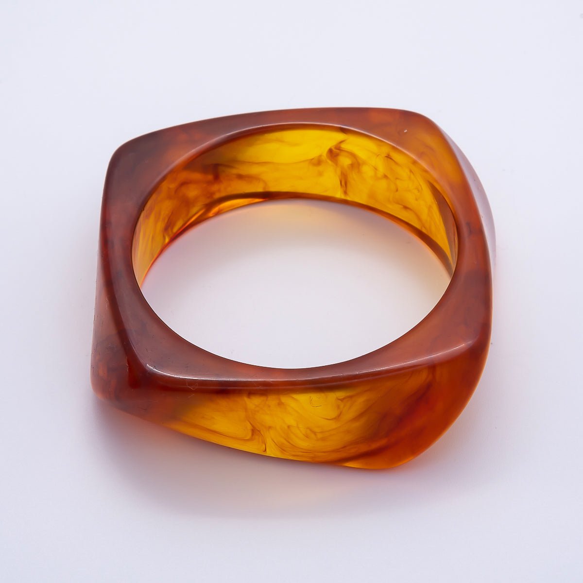 Brown, White, Red, Orange, Blue, Pink, Green, Teal Round Square Wide Acrylic Resin Bangle Bracelet | WA - 04388 ~ WA - 04438 - DLUXCA