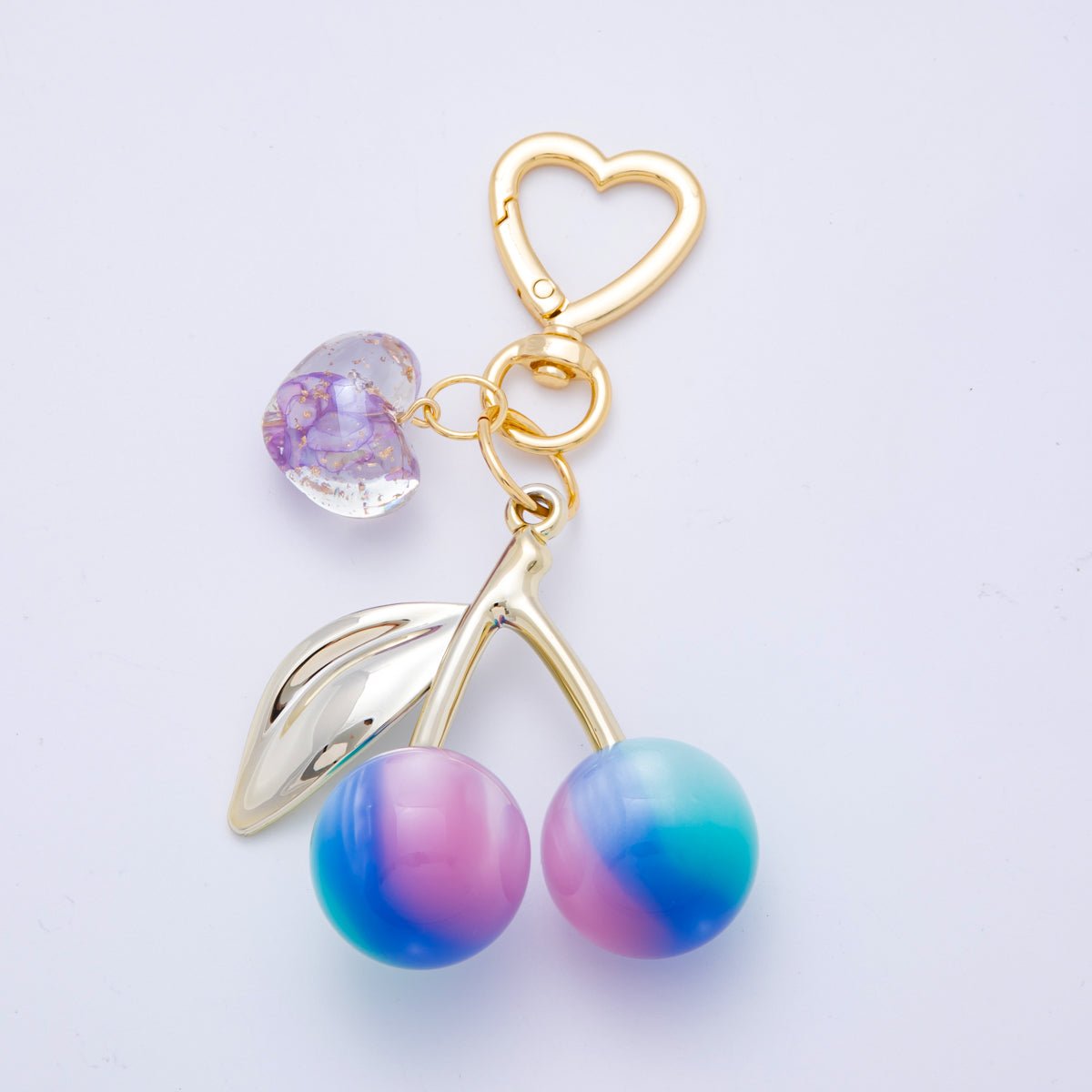 Chery bag charm Handmade cherry keychain, colorful handbag accessory WB - 00007 - DLUXCA