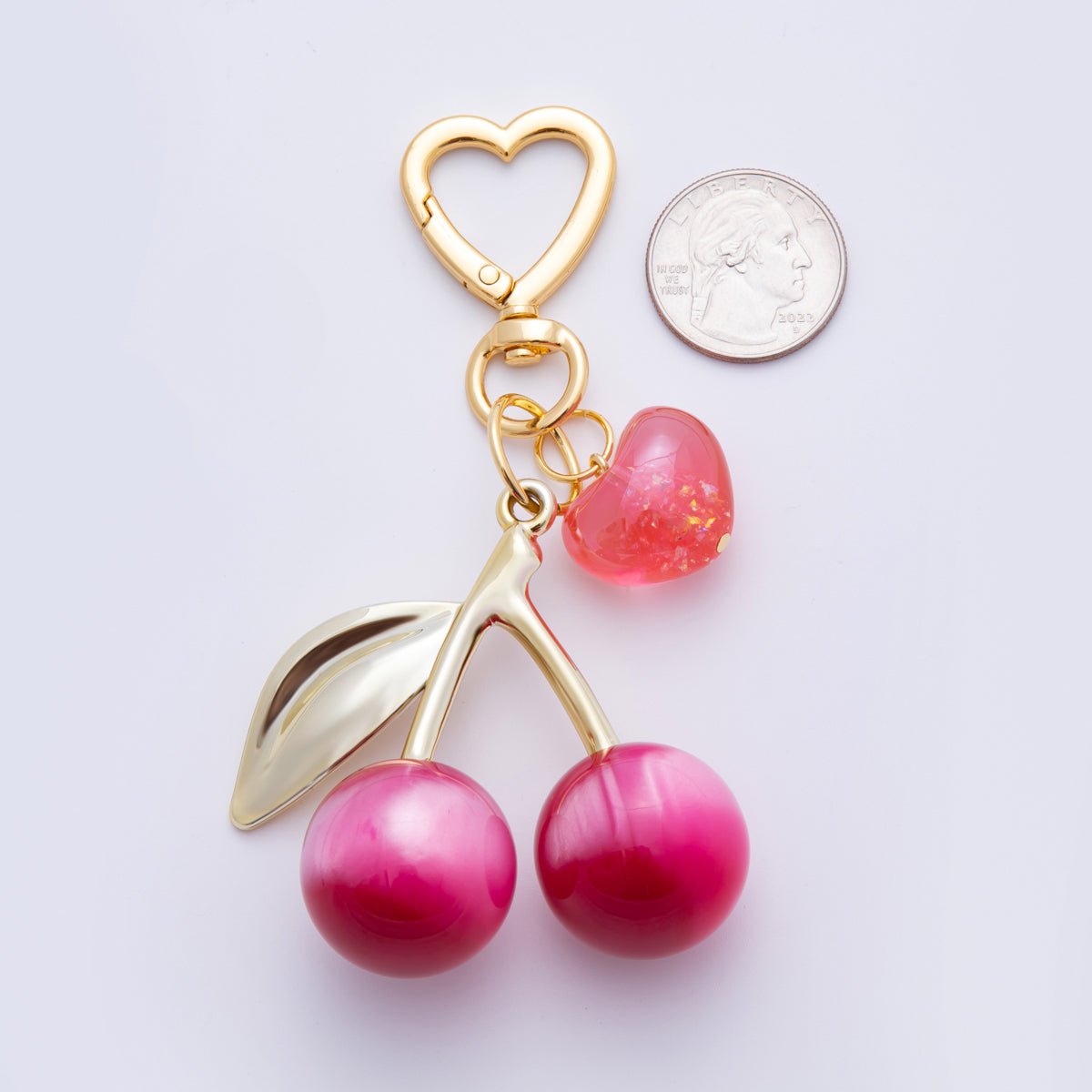 Chery bag charm Handmade cherry keychain, colorful handbag accessory WB - 00007 - DLUXCA