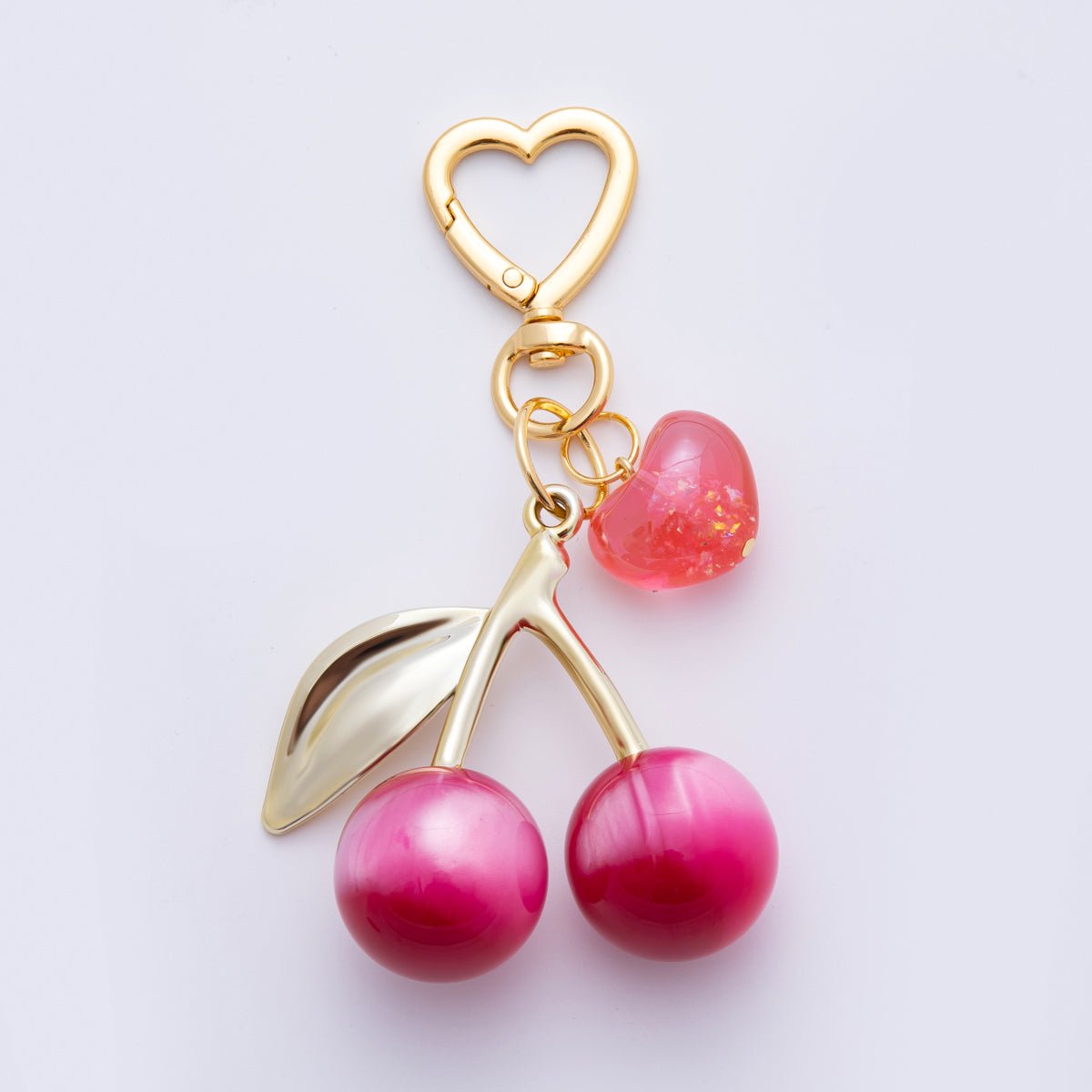 Chery bag charm Handmade cherry keychain, colorful handbag accessory WB - 00007 - DLUXCA